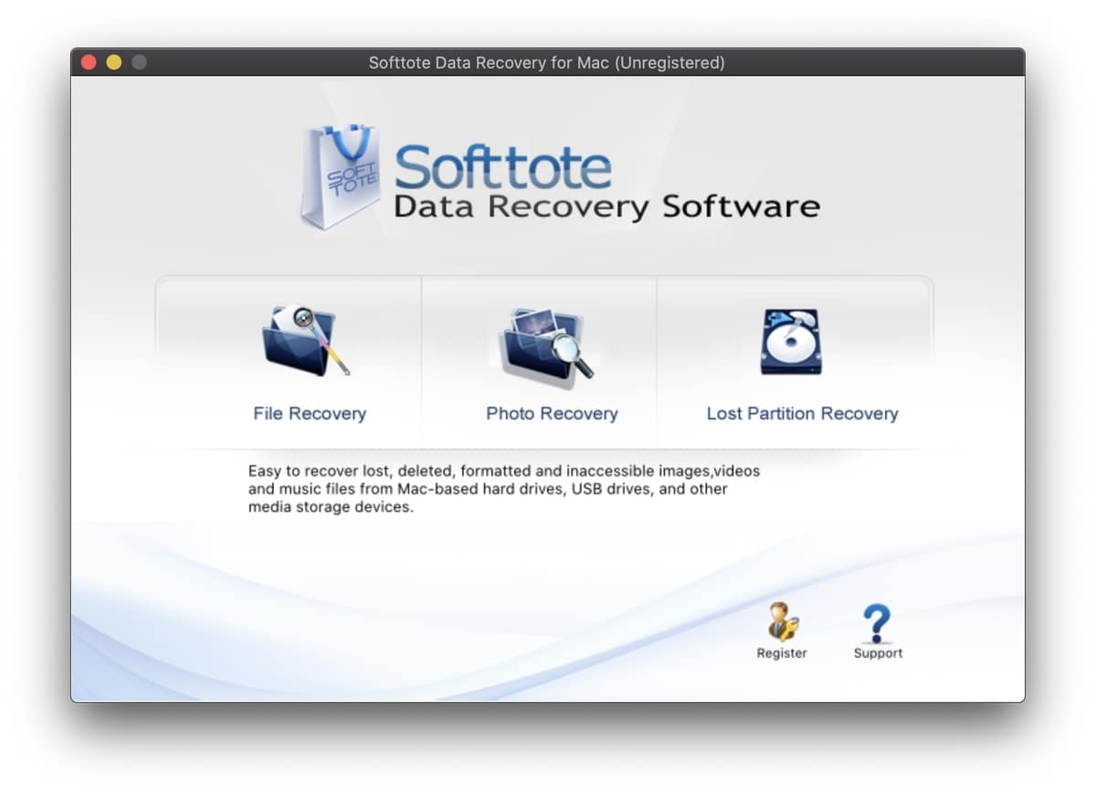 Softtote Data Recovery Software interface
