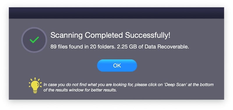 Stellar Data Recovery for Mac Results