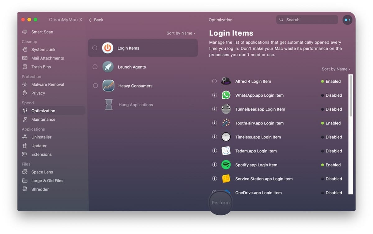 Change Login Items and Launch Agents in CleanMyMac X
