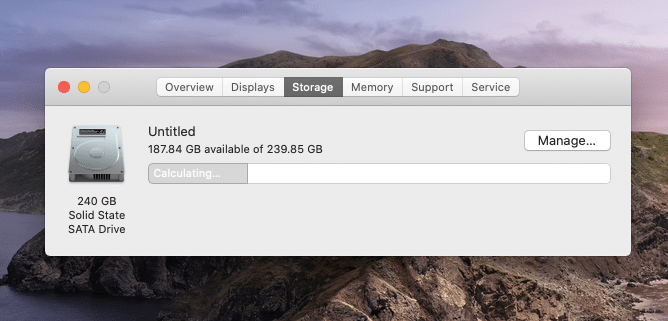 Storage on about this mac