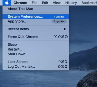 Select System Preference on Mac